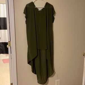 Olive green hi low sheer dress